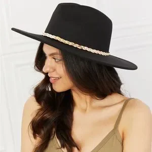 Accessories | Gold Detailing Black Fedora Hat | Poshmark display picture 2